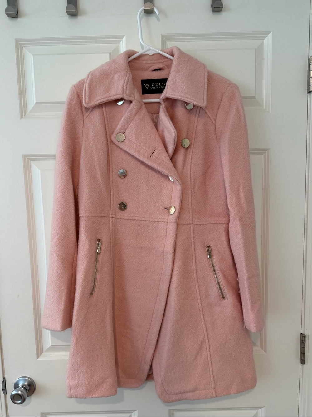 GUESS Blush Pink Double-Breasted Pea Coat